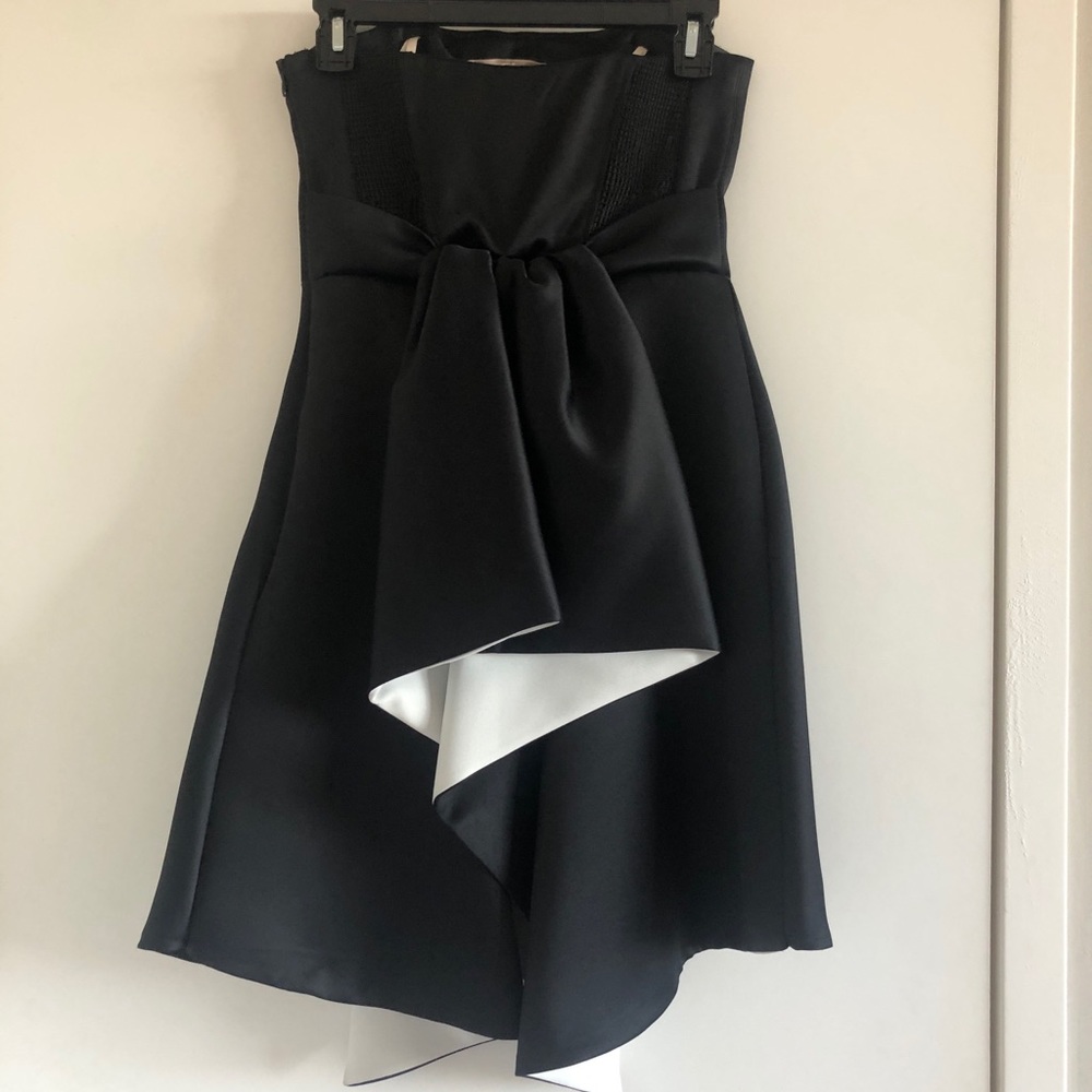 Halston Strapless Dress w/ colorblock white detail